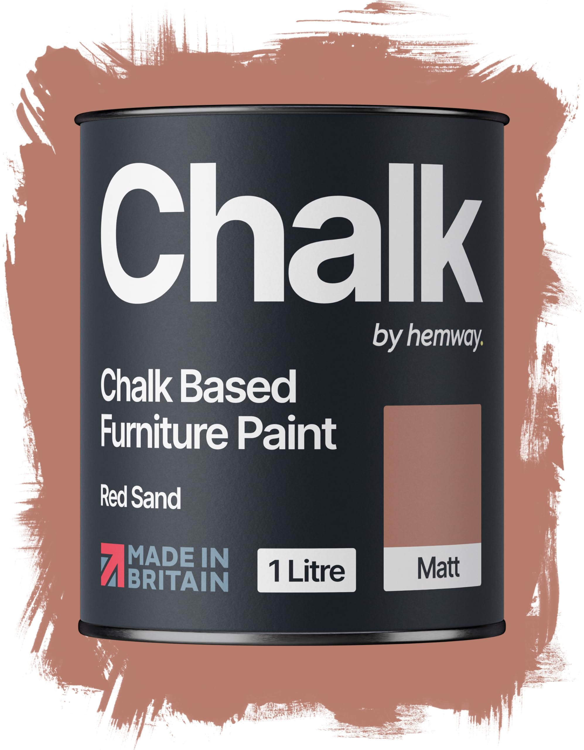 Hemway Chalk Based Furniture Paint, Red Sand 1L, Matt Finish Shabby Chic, Chalk Paint Furniture & Walls, Quick Dry & 1 Coat