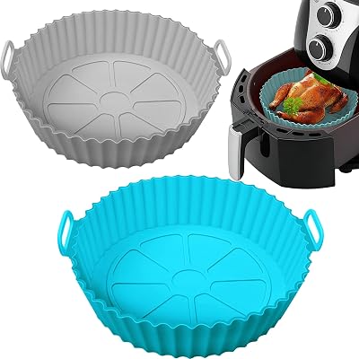 Yikki 2 Pack Silicone Air Fryer Liners 3-5 Qt Compatible Accessories