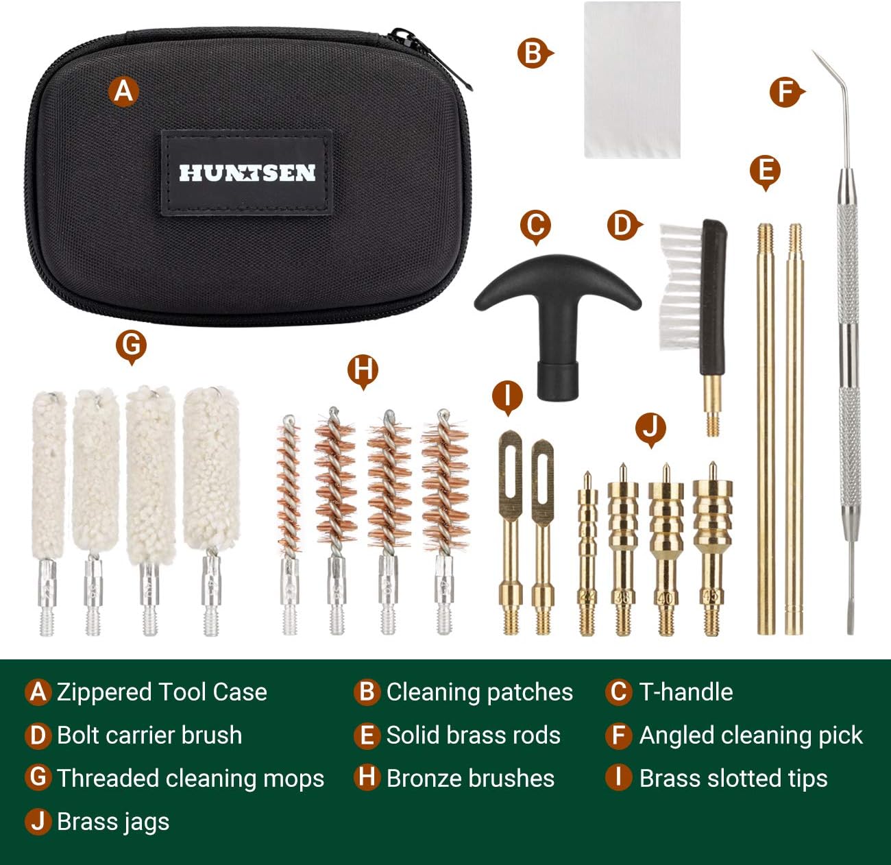 HUNTSEN Gun Cleaning Kit for Handgun Pistol Shotgun Cleaning Kit with Portable Case: Kitchen & Dining