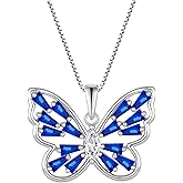 STARCHENIE Butterfly Necklaces for Women 925 Sterling Silver Birthstone Butterfly Jewelry Butterfly Pendant Necklace