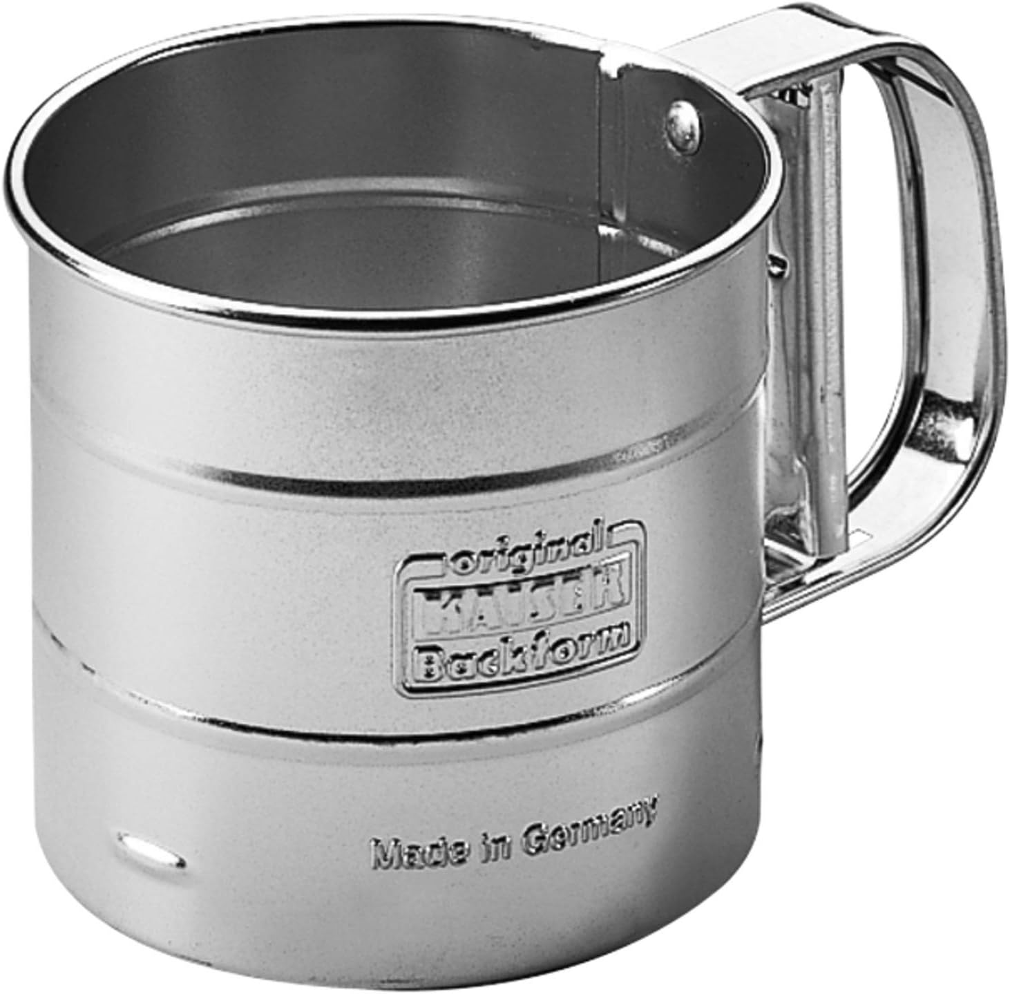 Kaiser Inspiration Mehl- und Puderzuckersieber 350 g, Einhand-Mehlsieb, Edelstahl, Handsieb für Mehl, Zucker, Zimt, Gewürzpulver