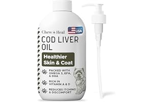 Pure Cod Liver Oil for Dogs - 16 oz - Contains Omega 3, Omega 6, Vitamin A, and Vitamin D to Reduce Itching and Promote Skin 