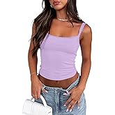 zhaistar Sleeveless Camisole Tank Tops for Women Y2K Spaghetti Strap Lace Trim Slim Fit Basic Cami Shirts
