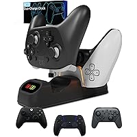Orzly Controller Charger Stand for Google Stadia Works as Dock for All Type C Controllers (Black Jet)
