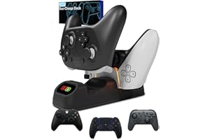 Orzly Controller Charger Stand for Google Stadia Works as Dock for All Type C Controllers (Black Jet)
