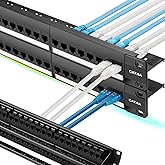 Rapink Patch Panel 48 Port Cat6A with Inline Keystone 10G Support, Pass-Thru Coupler UTP 19-Inch with Removable Back Bar, 2U 