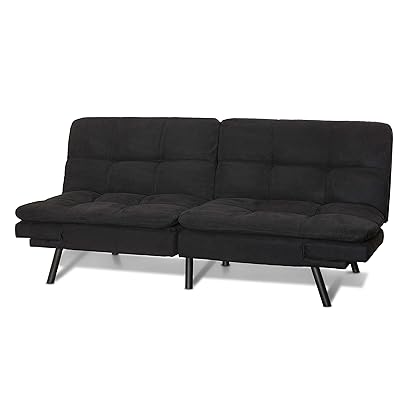 Mainstay Memory Foam Convertble Black Suede Futon