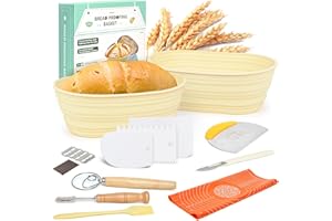 RAINDEE Silicone Bread Proofing Baskets,Collapsible Sourdough bread baking supplies Set of 9 Tools,9" Bread Baking Supplies Dough Proofing Bowl tools for Bread Baking Starter Kit Perfect for Gift