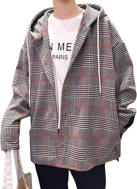 Amazon ニカ メンズ フード付き パーカー ジャケット アウター ストリート コート 原宿風 春秋 カジュアル コートジャケット メンズ フードパーカ コート ジャケット 通販