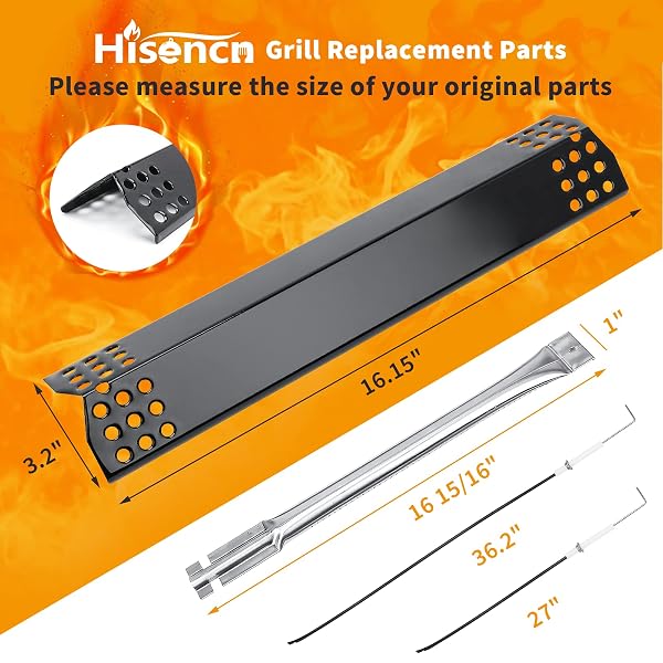 HISENCN GRILL PARTS FOR KITCHEN AID 720-0954, 720-0954GA, 720-0733, 720-0733A, 720-0745D, 730-0733, 730-0733A, 730-0954GA, HEAT TENT AND GRILL BURNER REPLACEMENT PARTS FOR KITCHEN AID 4 BURNER GRILL