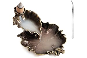 NWSRAYU Waterfall Incense Cone Holder Lotus and Frog Bronze Backflow Insense Burner Metal Incense Holder Aromatherapy Ornament Home Decoration