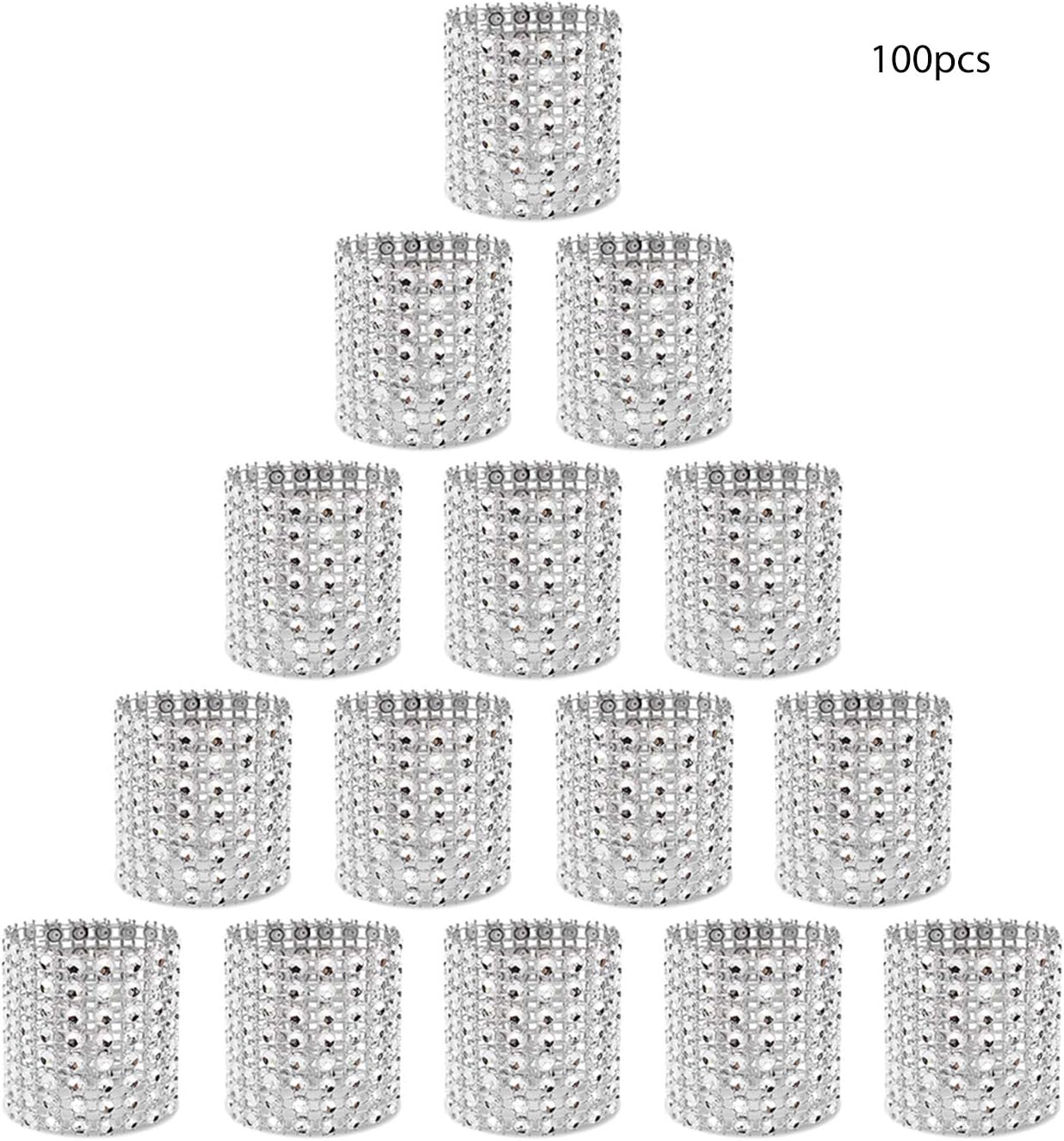 Betterjonny 100pcs Napkin Ring Bling Rhinestone Napkin Rings