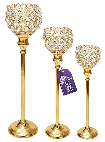 Asian Hobby Crafts Tea Light Candle Stand/Diya Holder for Home Decor Diwali Decoration : Set of 3pcs