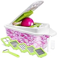 Vegetable Chopper Veggie Chopper, 12-in-1 Food Choppers and Dicers Hand, Onion Cutter Potato Salad Fruit Apple Carrot with Co