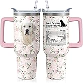 40oz Great Pyrenees Dog Tumbler with Handle and Straw, Funny Stainless Steel Insulated Cup with Lid and Straw, Travel Coffee Mug Water Bottle, Birthday Mothers Day Gifts for Women Men Animal Lovers