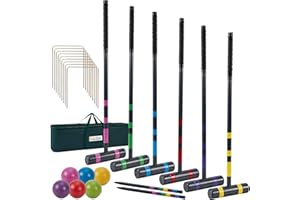 SpexDarxs Six Player Deluxe Croquet Set, 35'' Croquette Game with Premium Wooden Mallets/Colored Balls/Wickets/Stakes/Carrying Bag, Outdoor Lawn Backyard Games for Teens Adults Family