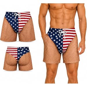 Custom Funny Patriotic Swim Trunks for Men 3D Hairy Legs Beach Shorts | American Flag Novelty Swimwear Beach Pool Summer Part