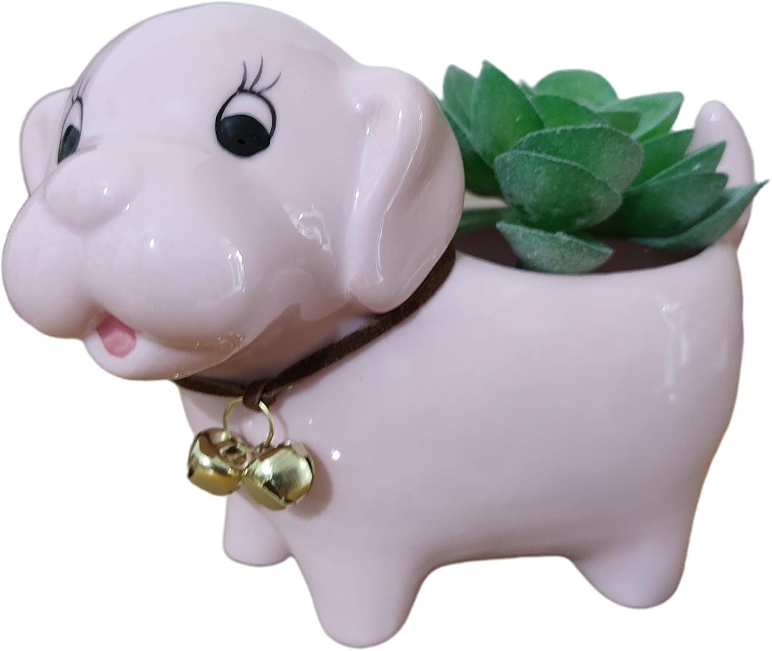Cute Cartoon Animal Dog Shaped Ceramic Succulent Cactus Flower Pots Planters for Home Garden Office Desktop Decoration (Plants Not Included) (Pink)