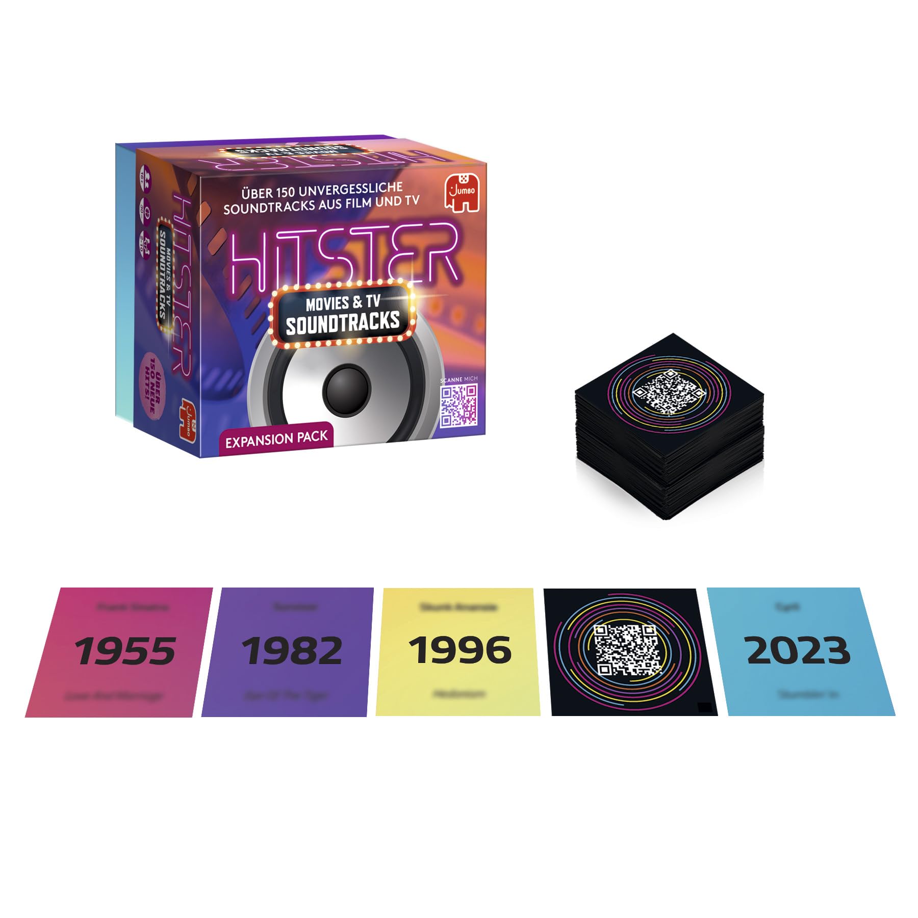 Hitster Film- & Serien-Soundtracks, Deutsche Erweiterung, 154 Musikkarten, Party- & Kartenspiel für Erwachsene und Familien, 2 bis 10 Spieler, ab 16 Jahren, Deutsch (DE)