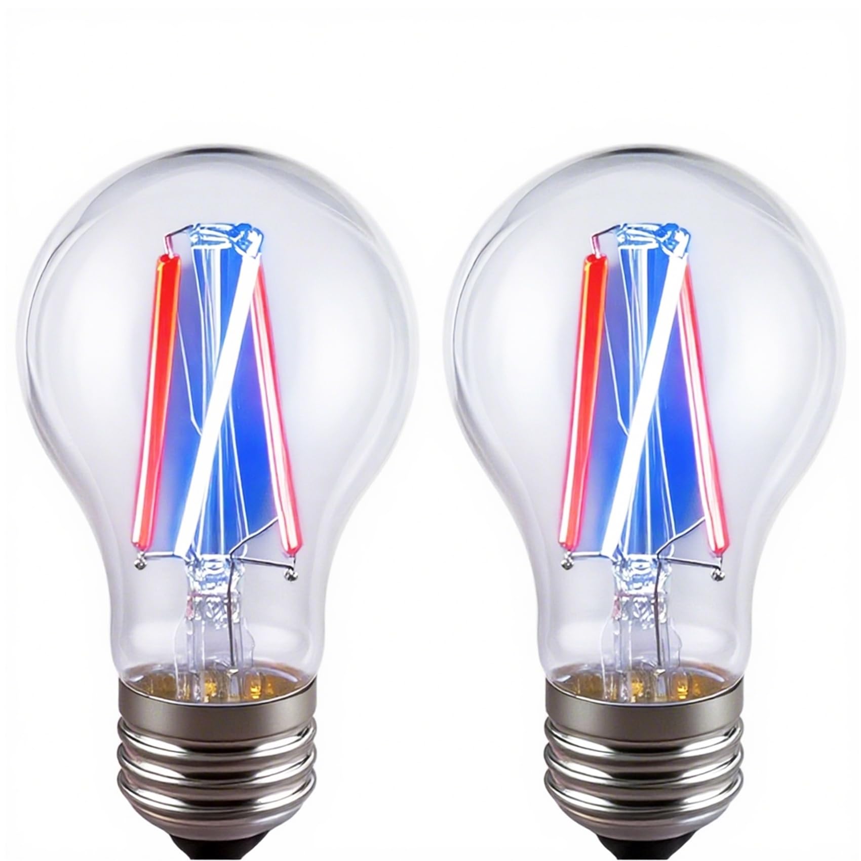 Photo 1 of SHUWDKAR 3 Color Temperature LED Bulb E26 Medium Base 60W Equivalent, Red and Blue Color Changing Light Bulb 3CCT A19 LED 6W Clear Glass, Not Dimmable, 2 Pack