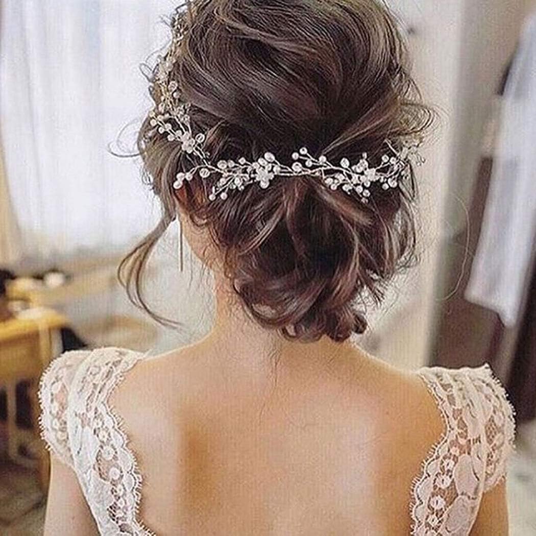 Artio Bride Wedding Hair Vine Accessory Beaded Hair Piece Bridal Headpiece for Bride HV-580
