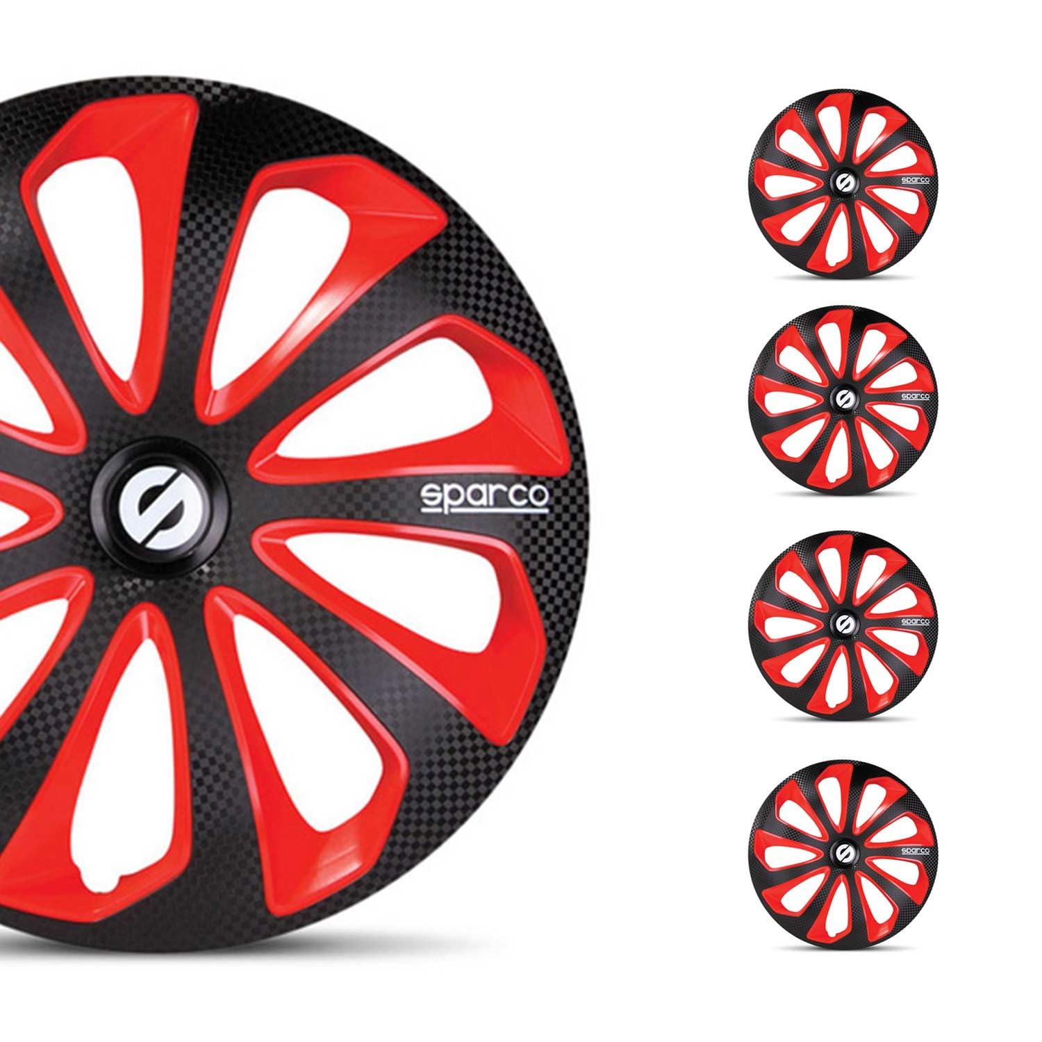 Sparco Wheel Covers Sicilia - 14-inch - Black/Red/Carbon - Set of 4 pieces