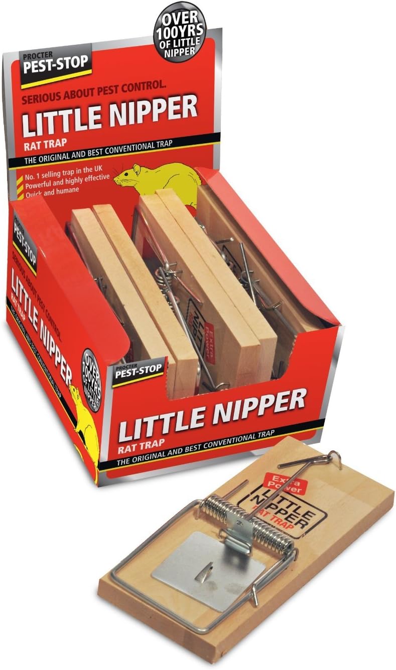 Pest-Stop Little Nipper Rat Trap 6 Pack | Traditional Wooden Snap Traps