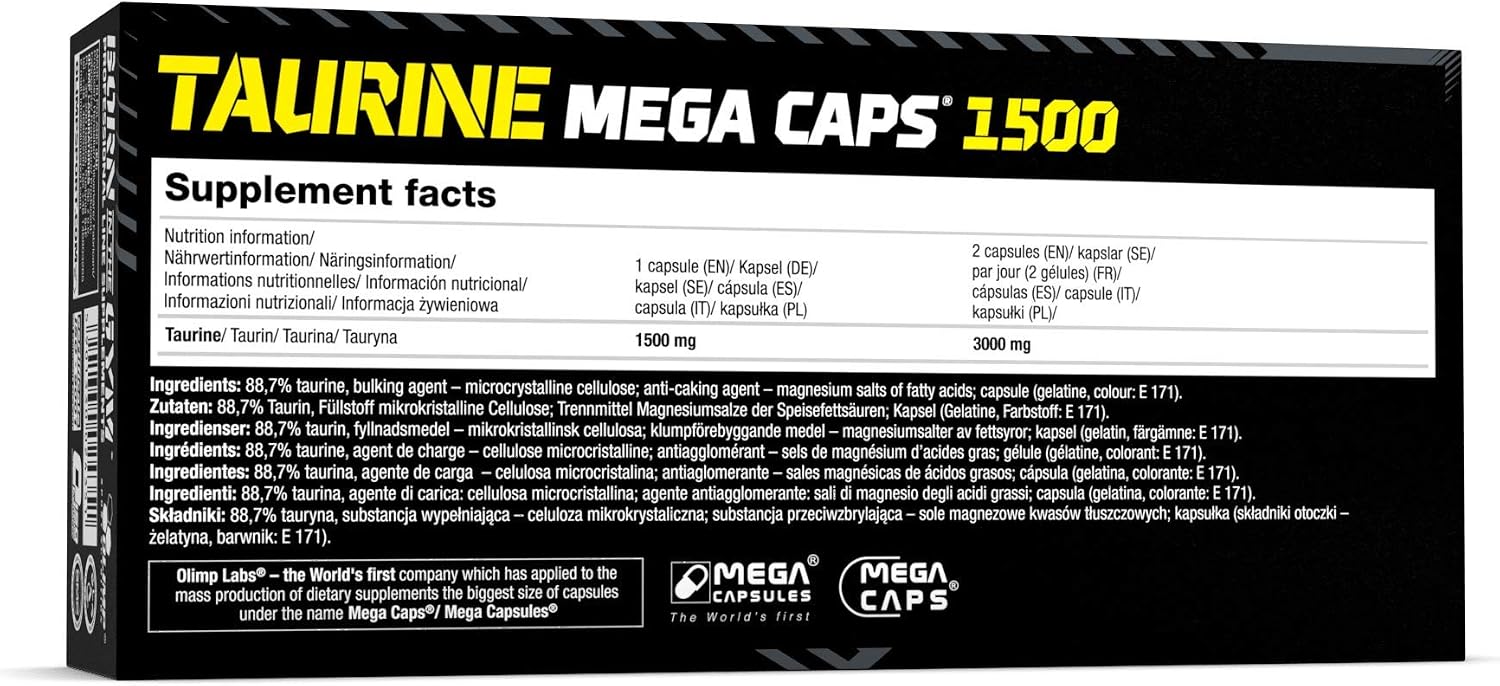 OLIMP SPORT NUTRITION Olimp Labs Taurine Capsules, 1500 mg, Pack of 120 Mega Capsules, 120 count (Pack of 1) - Image 3