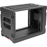 SKB 1SKB-R8SW 8U rSeries Shallow Rolling Rack with Wheels &amp; Pull Handle | With Interlocking Molded Stacking Bars for Audio Gear, DJs, Musicians, Live Events, Travel &amp; Storage