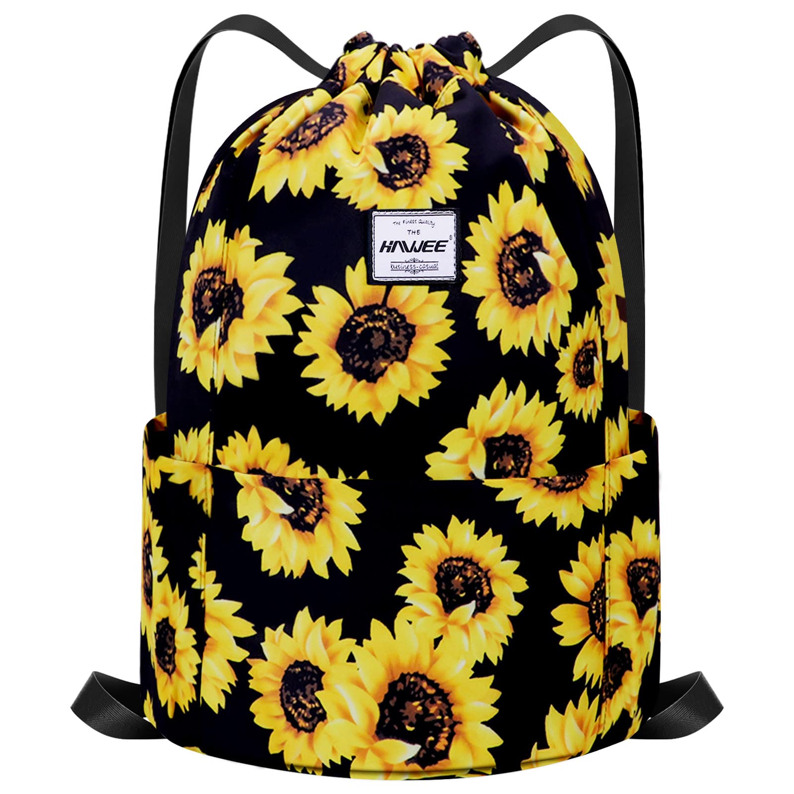 HAWEE Waterproof Drawstring Bags Backpack Large Gym Bag Drawstring Daypack Unisex for Women Men Daily Life Outdoor Casual Sport Yoga School Beach Swim