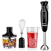 OVENTE Immersion Hand Blender, 300W Electric Handheld Portable Stick Mixer Set with 2 Mixing Speed, Stainless Steel Blades, E