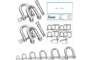 Cimeton 10PCS 5/32" Shackle Screw Pin Anchor 304 Stainless Steel D Shape Shackle D-Type Shackles Heavy Duty D Shape Shackle f