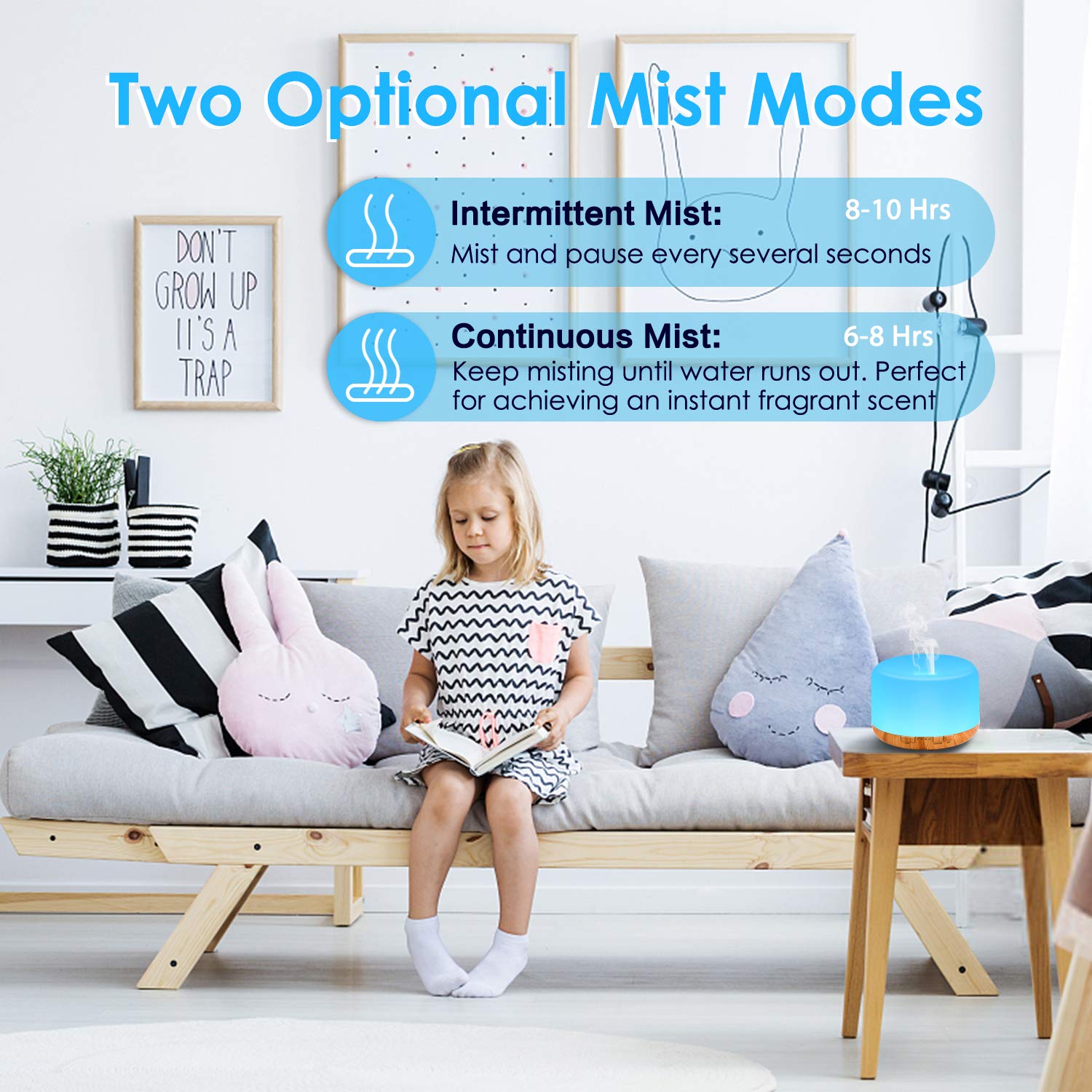 RENWER Essential Oil Diffuser, 500ml Remote Control Diffusers for Essential oils, Ultrasonic Humidifier, Aromatherapy Diffuser with 7 Color LED Lights & Waterless Auto-Off : Beauty