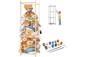 Stuffed Animal Storage - Solid Wood Toy Organizers and Storage with Watercolor Painting Set, Large Capacity Plush Toy Holder 