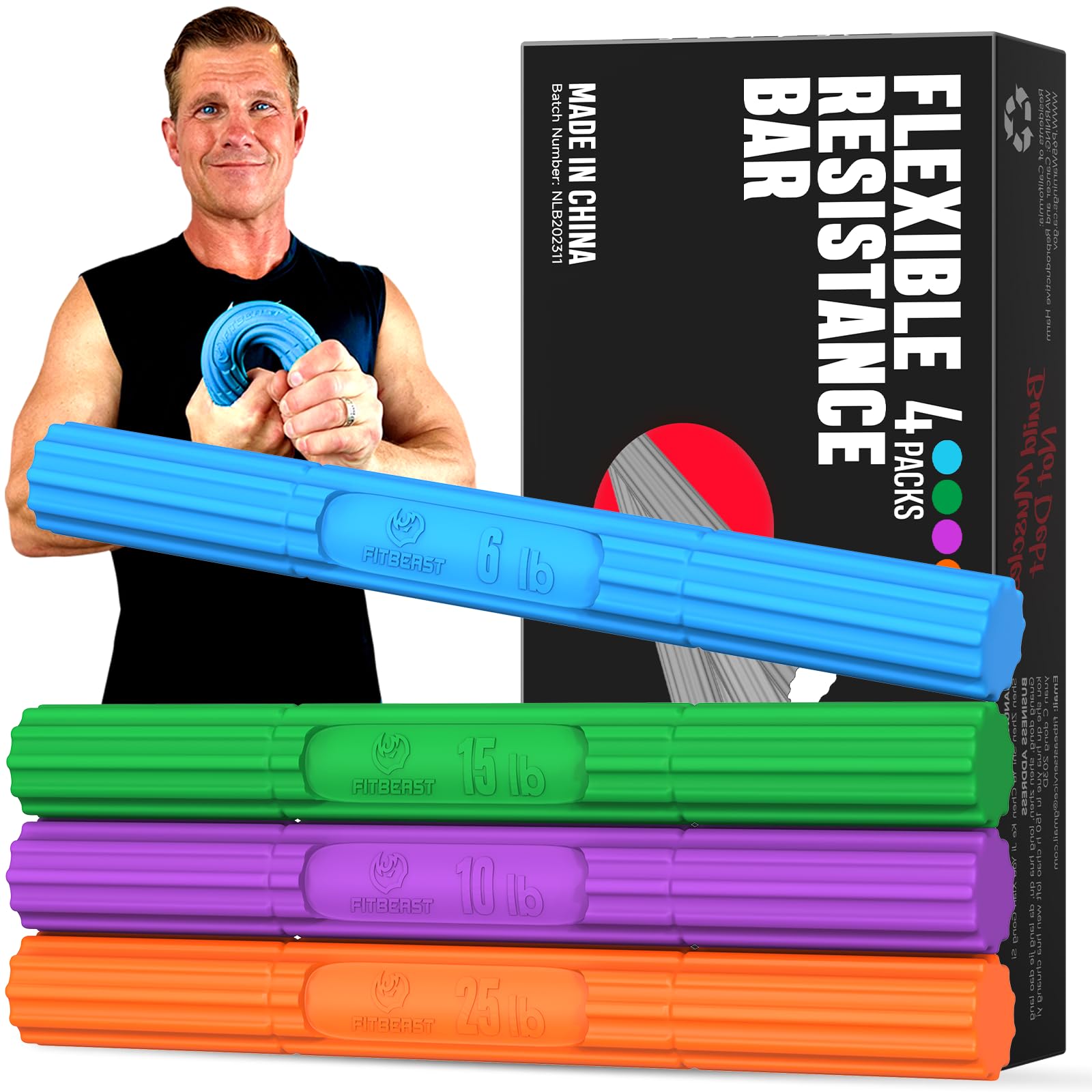 Photo 1 of FitBeast Flex Therapy Bar, Tennis Elbow Therapy Bar - Ideal for Relieve Tendonitis Pain & Improve Grip Strength, Fitness Resistance Bar for Golfers Elbow & Tendinitis, Twist Bar for Physical Therapy