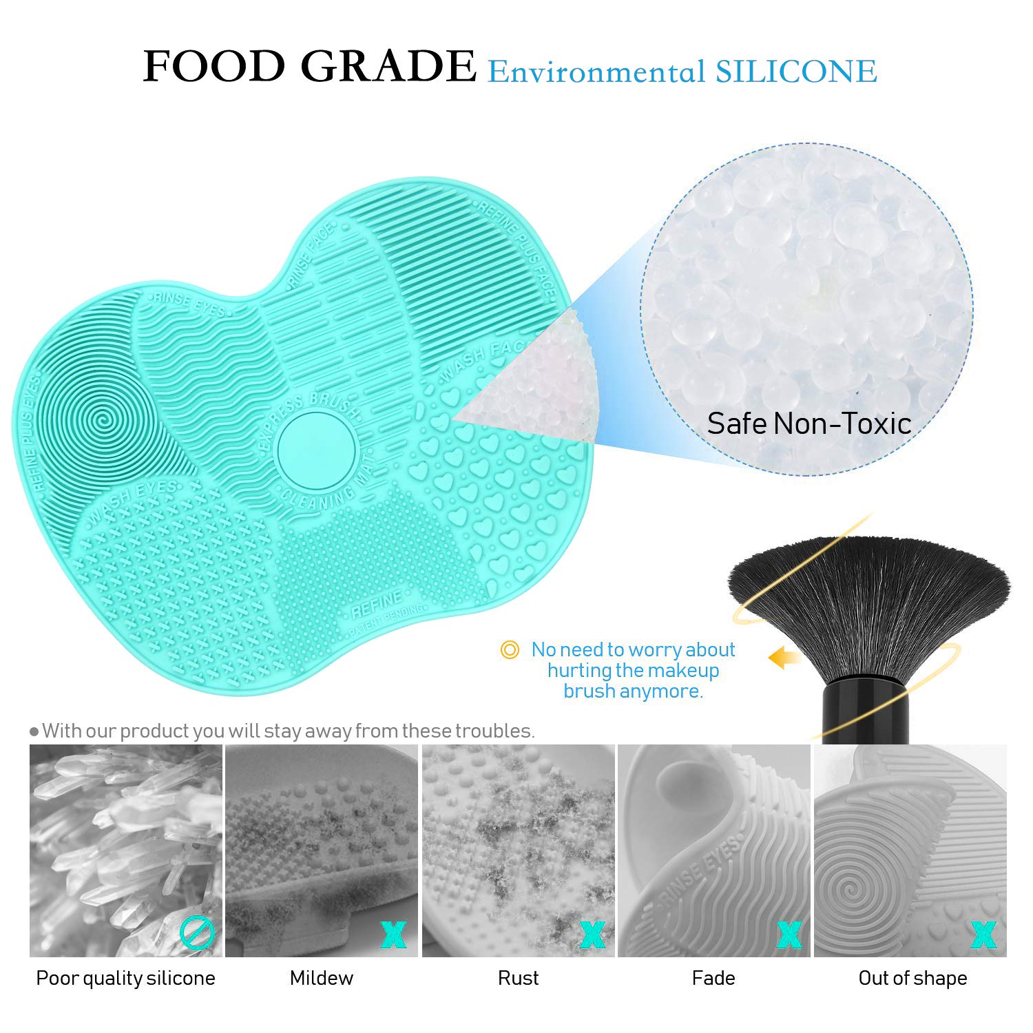Portable Makeup Brush Cleaning Mat, Pack of 2 Colors Silicone Suction Cup Portable Cosmetic Brush Cleaning Tool for Travel & Home: Beauty