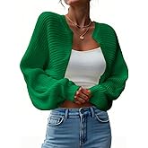 Yousify Women's Bolero Shrug Sweater Open Front Cropped Cardigans Knit Fall Trendy Casual Long Sleeve Y2K Tops