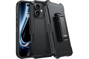 DUEDUE for iPhone 17 Case, iPhone 17 Phone Case with Kickstand & Belt Clip Holster, Military Grade Shockproof Protective Cove