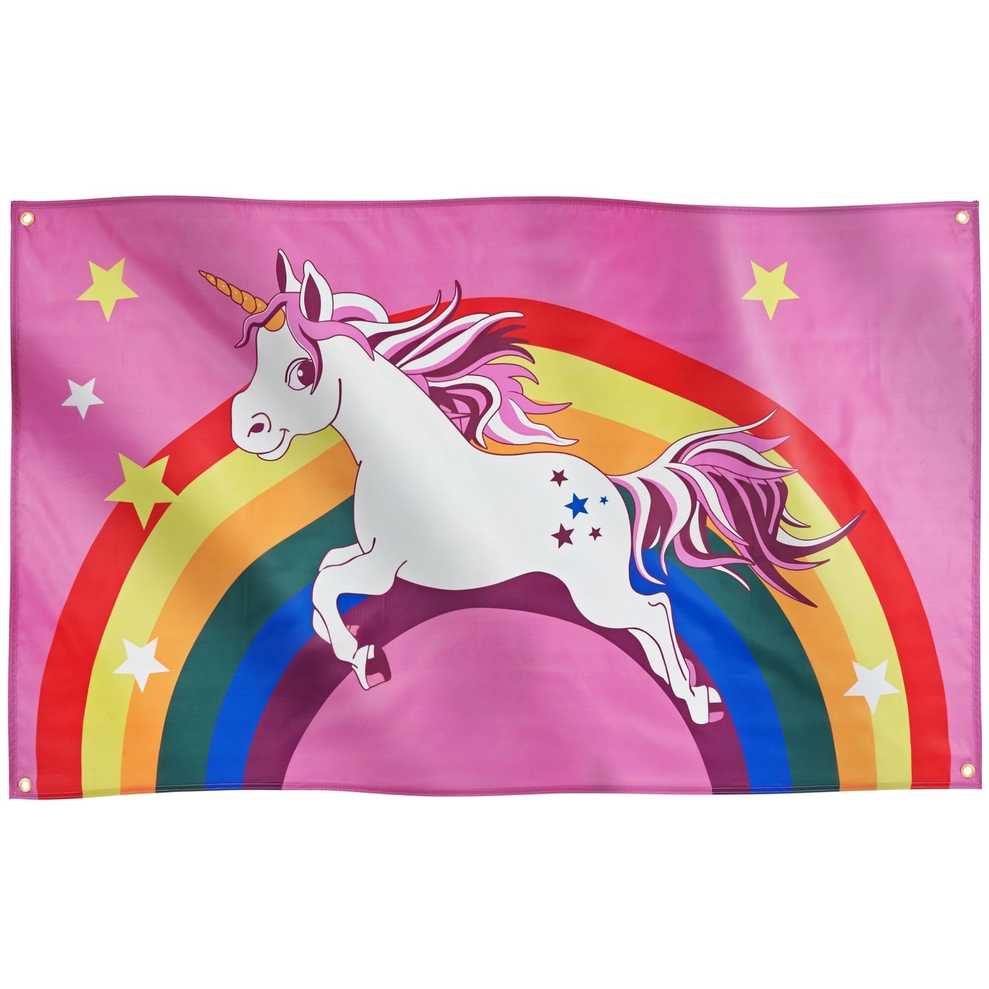 Runesol Unicorn Rainbow Flag, 91x152cm, 3ft x 5ft, 4 Grommets, Eyelet In Every Corner, Gay Pride Flag, LGBT+ flag, Pride Flag, Premium Flags, Inside, Outside, Vivid Colours