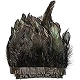wanjin Rooster Hackle Feather Fringe Trim Craft Feather 5-7 inch Width Pack of 2 Yards (Black)