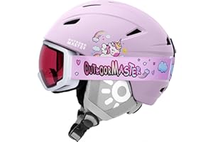 OutdoorMaster Anoa Kids Ski Helmet and Goggles Set - Snowboard Helmet with Ski Goggles - Durable PC Shell, Shock-Absorbing EPS Core & Adjustable Fit - Certified Snow Helmets for Boys, Girls & Youth