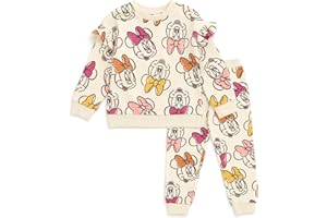 Disney Girls Fleece Sweatshirt and Jogger Pants Outfit Set Newborn to Big Kid Sizes (Newborn - 14-16)