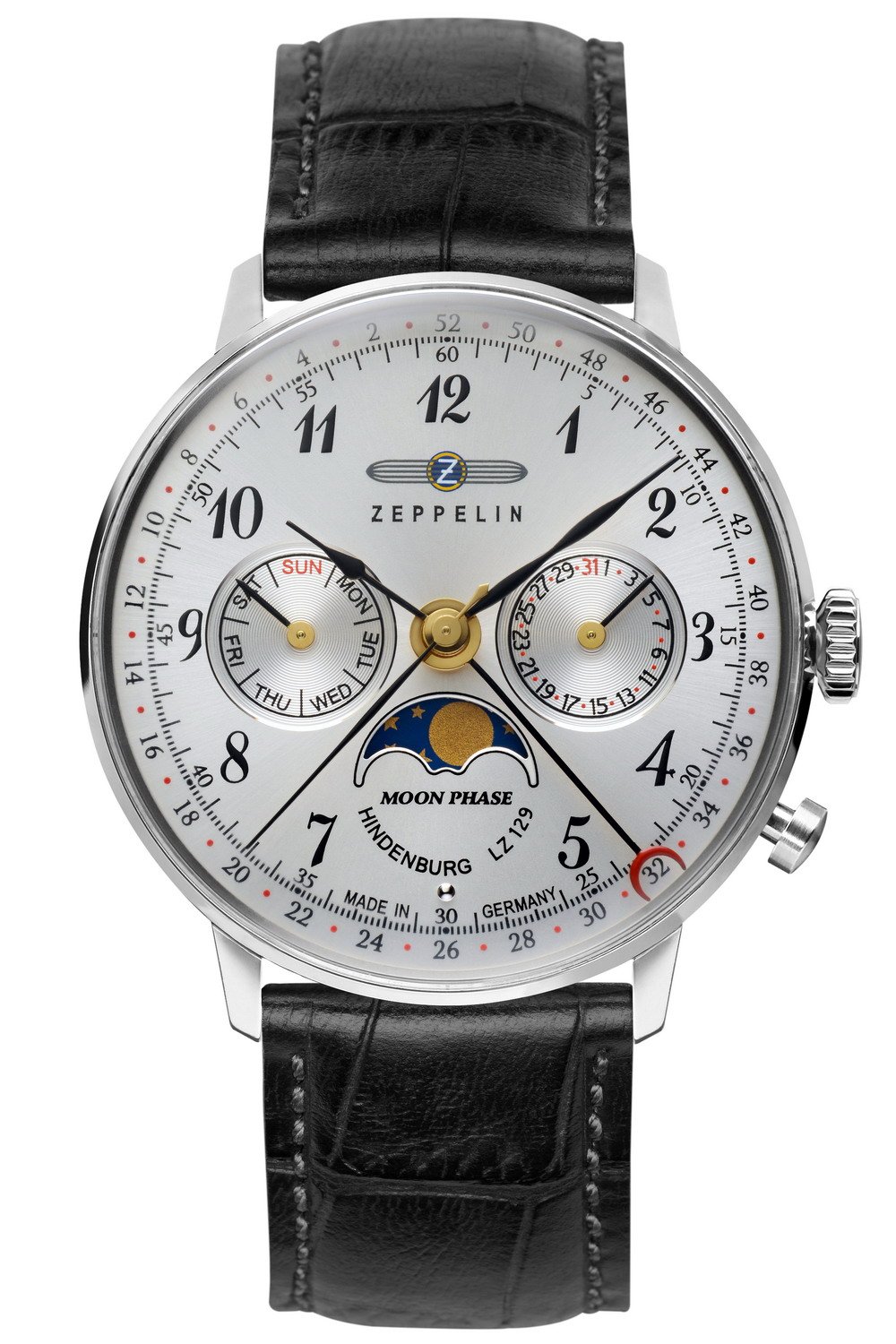 Zeppelin Unisex Chronograph Quartz Watch with Leather Strap 7037-1