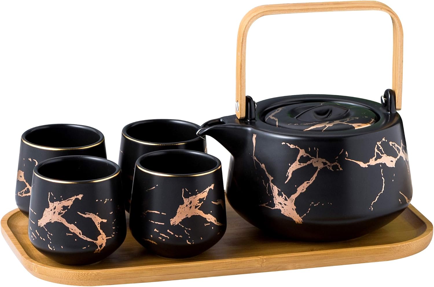 Jusalpha Marble Ceramic Teapot Set, Modern Japanese Tea
