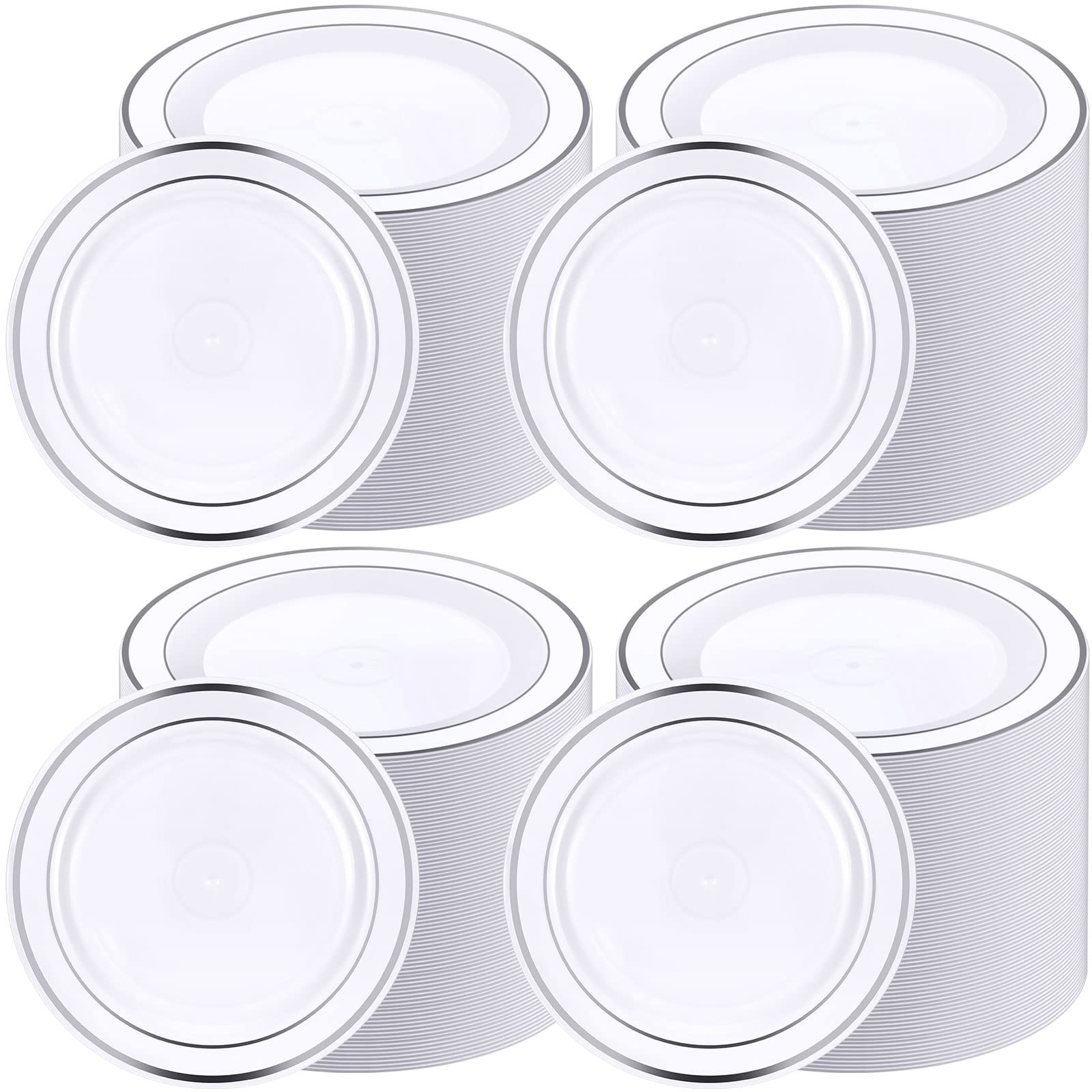 Photo 1 of ***MISSING PARTS***
Gandeer 150 Piece Plastic Plates Set - Disposable Salad, Dessert Cake Plates with Decorative Rim Bulk for 150 Guests - Dinner, Wedding, Party & Picnic - 7.5 Inch(White Silver)