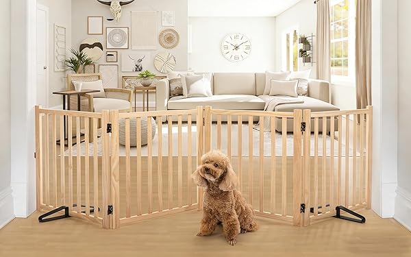 YOCAN PAINT-FREE WOODEN FREESTANDING DOG GATES FOR THE...