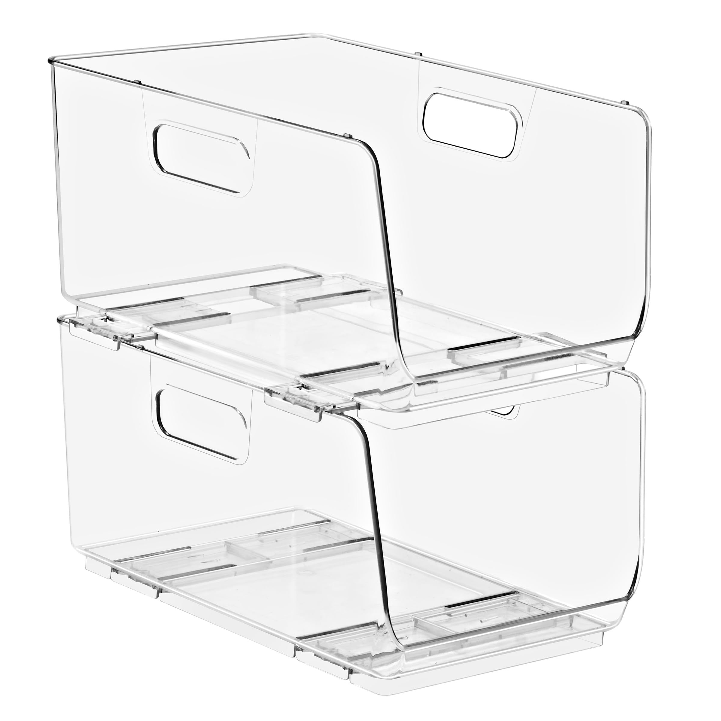 Photo 1 of Sorbus Stackable Storage Bins Open Front - Clear Stackable Storage Bins - Pantry Bins for Storage and Organization - Acrylic Stackable Bins for Kitchen - Clear Pantry Organizer Bins (Medium 2 Pack)