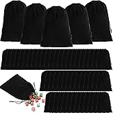 Locmeo 100 Pcs Black Velvet Drawstring Bags Small Jewelry Pouches Velvet Gift Bags with Drawstring for Earring Watch Storage Christmas Wedding Party Favors (4 x 6 Inch)