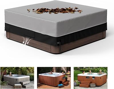 Pacok Square Hot Tub Cover 220x220x85CM Waterproof 600D Oxford Black Gray