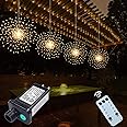 4 Pack 800 LED Plug in Starburst Sphere Lights,Firework Lights 8 Modes Dimmable Remote Control Waterproof Hanging Fairy Light, Copper Wire Lights for Patio Parties Tent Christmas (Warm White)